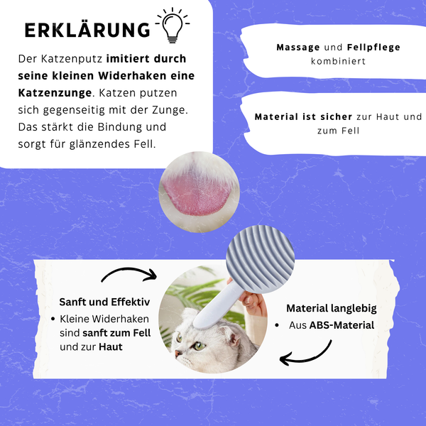 Katzenzungen-Kamm - imitiert eine echte Katzenzunge - Katzenputz® von KleineKatze™