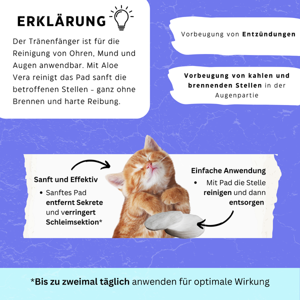 Tierfreundliche Feuchttücher für Katzen - Tränenfänger® von KleineKatze™